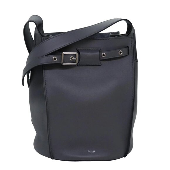 CELINE Big bag Shoulder Bag Leather Gray Auth - Picture 1 of 16
